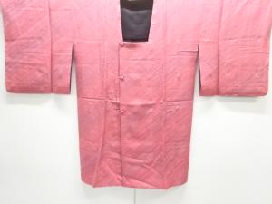 斜め縞に花模様織り出しリバーシブルロング道行コート